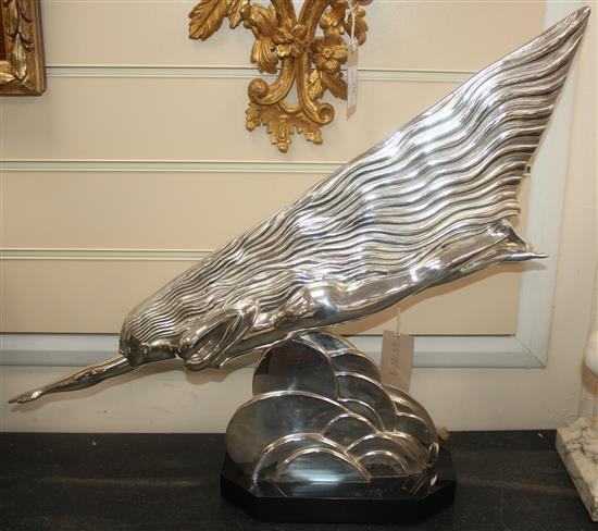 Maurice Guiraud-Riviere (French, b.1881). An Art Deco silvered bronze The Comet, 20in.